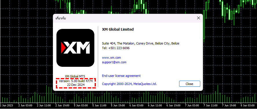 XM บัญชีทดลอง วิธีตรวจสอบเวอร์ชั่นMT4/MT4  2