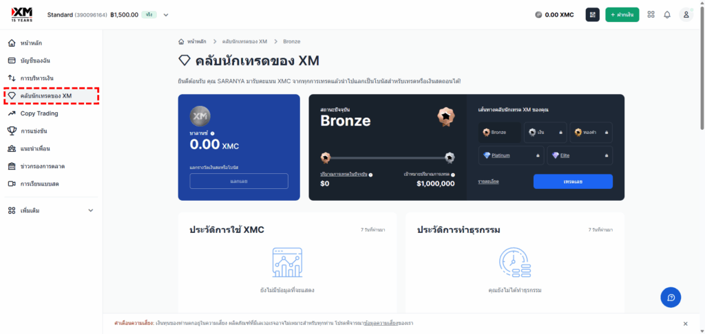 ภาพแนะนำการเปิดคลับนักเทรดของ XM จากพื้นที่สมาชิก XM