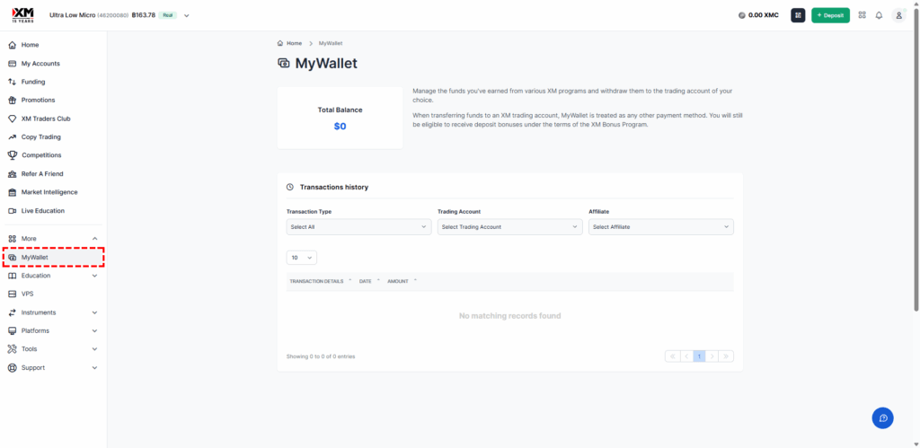 XM พื้นที่สมาชิกวิธีเข้าถึง Mywallet