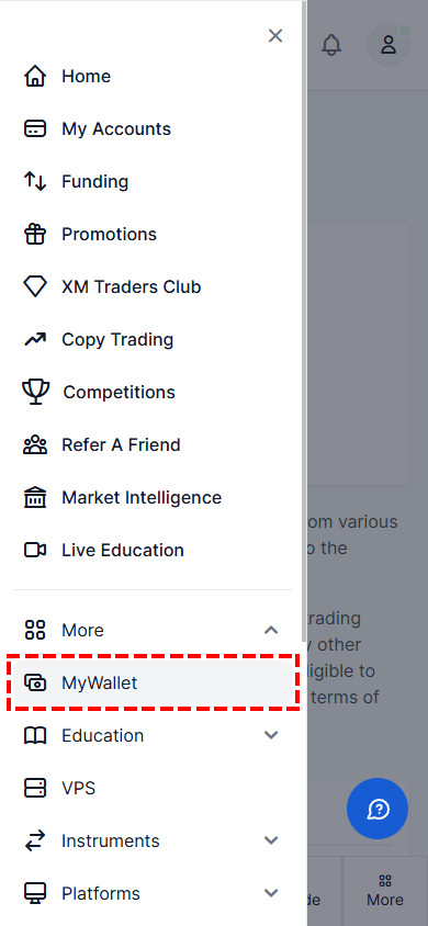 XM พื้นที่สมาชิกวิธีเข้าถึง Mywallet