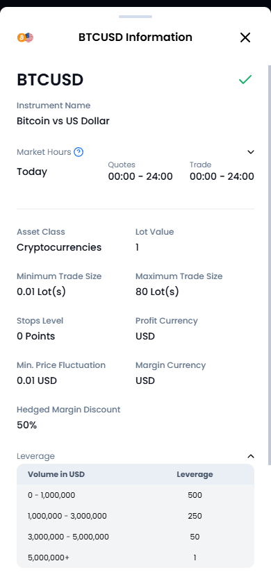 XM会員エリア チャートセクションにてインフォメーションボタンから銘柄の取引条件を確認するためのガイド