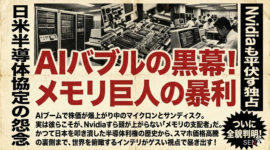 【AIバブルの真犯人】メモリ巨人が仕掛ける「史上最大のボッタクリ」の全貌！