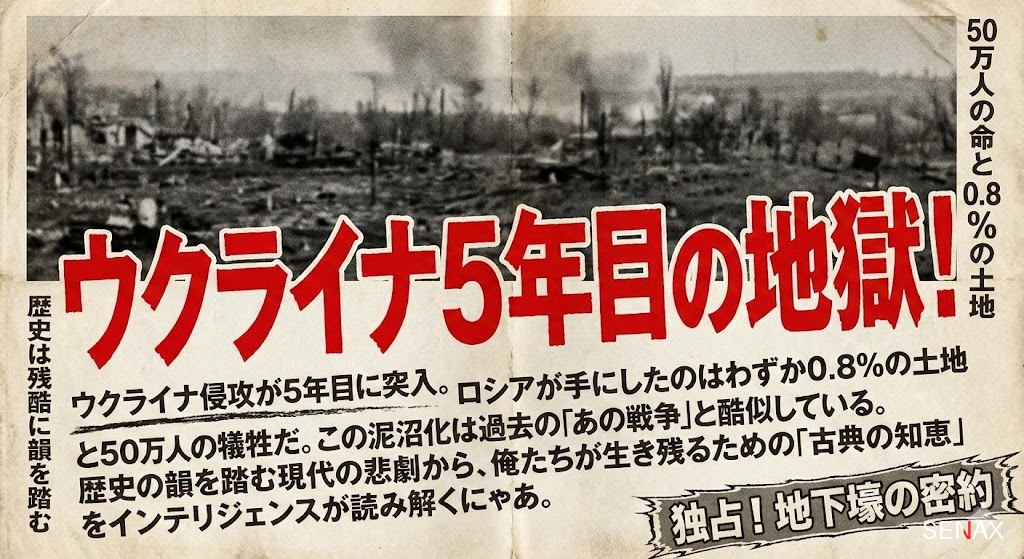 【戦慄】ウクライナ泥沼5年目の真実！0.8％の土地に消えた50万人の命と「歴史の韻」