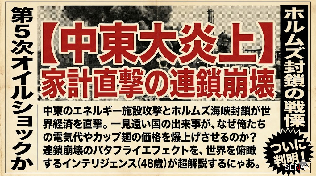 【中東大炎上】ホルムズ封鎖で日本沈没！？電気代10倍の「地獄ドミノ」が始まったわ！