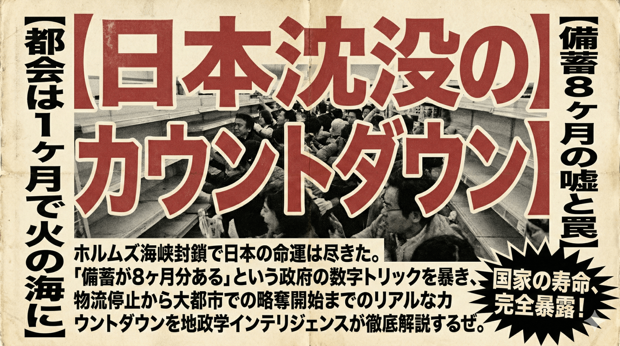 ホルムズ海峡封鎖で日本地没までのカウントダウンタイマー