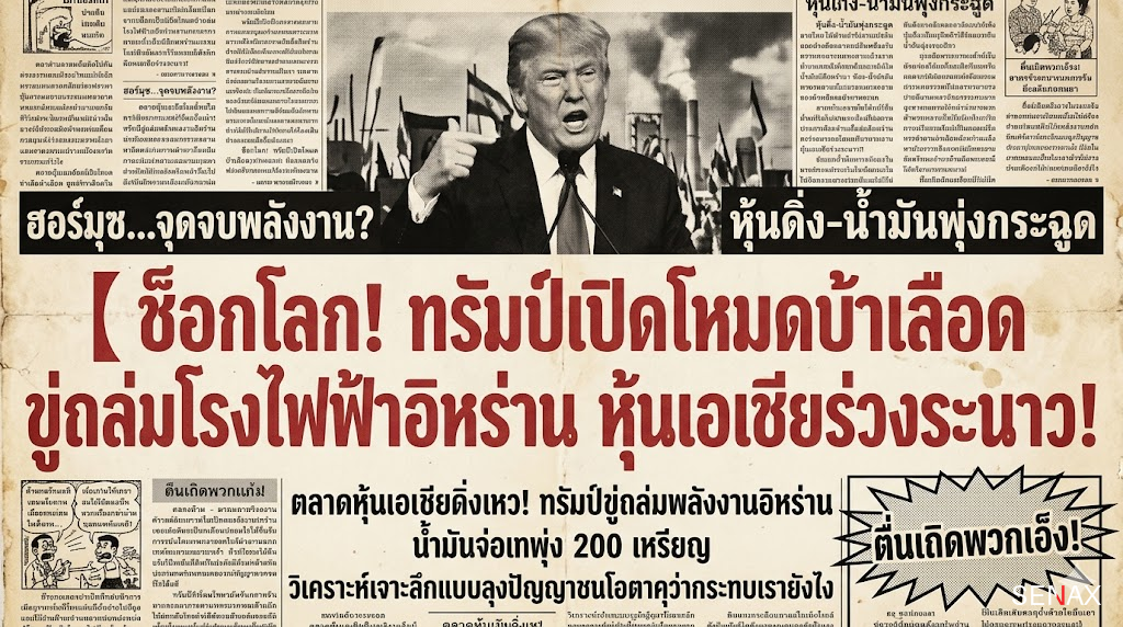 【ช็อกโลก! ทรัมป์เปิดโหมดบ้าเลือด ขู่ถล่มโรงไฟฟ้าอิหร่าน หุ้นเอเชียร่วงระนาว!】