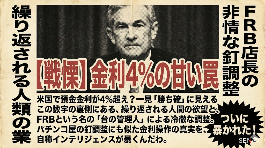 【戦慄】米国金利4％の甘い罠！ドルを追う「情弱」たちの末路