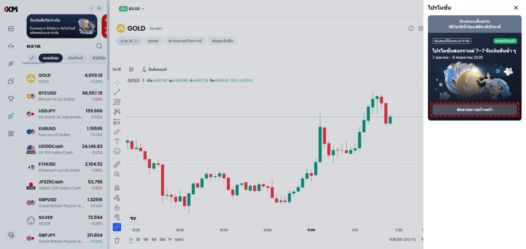 ติดตามความคืบหน้าการเทรดเพื่อรับเงินคืนสูงสุด $4